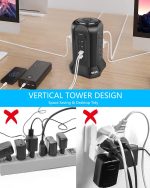 Power Strip Tower Surge Protector BEVA 10ft Flat Plug Desktop Charging Station 9 AC Outlets 4 USB Ports, 900 Joules, Long Extension Cord for Home Office Appliances Smartphones Computer Tablets(Black) - Image 3